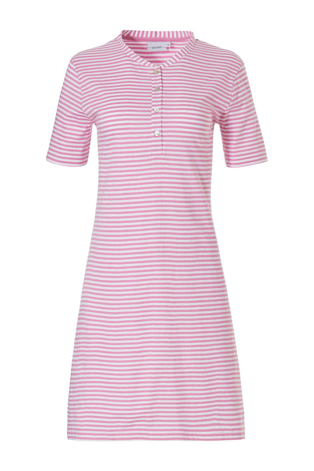 Pastunette gestreept nachthemd roze/wit, Roze/wit