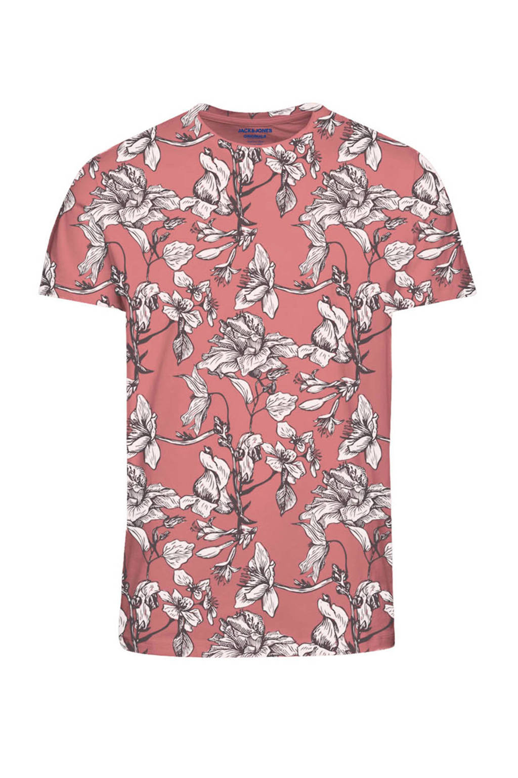 JACK & JONES ORIGINALS gebloemd T-shirt oudroze, Roze