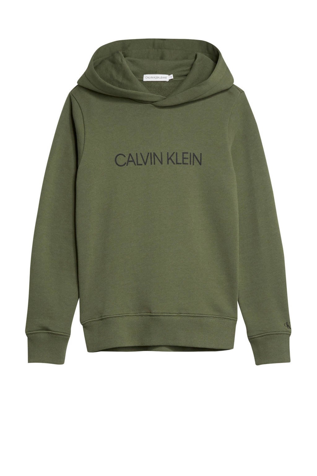CALVIN KLEIN JEANS hoodie met logo olijfgroen/zwart, Olijfgroen/zwart