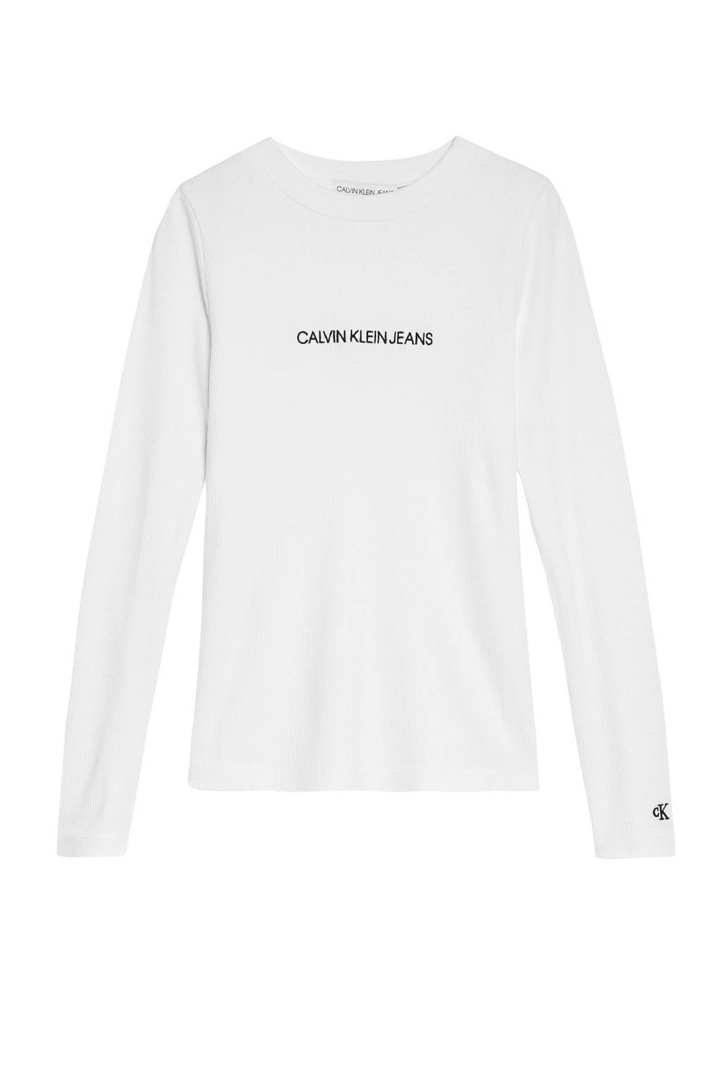 CALVIN KLEIN JEANS longsleeve met logo wit/zwart, Wit/zwart