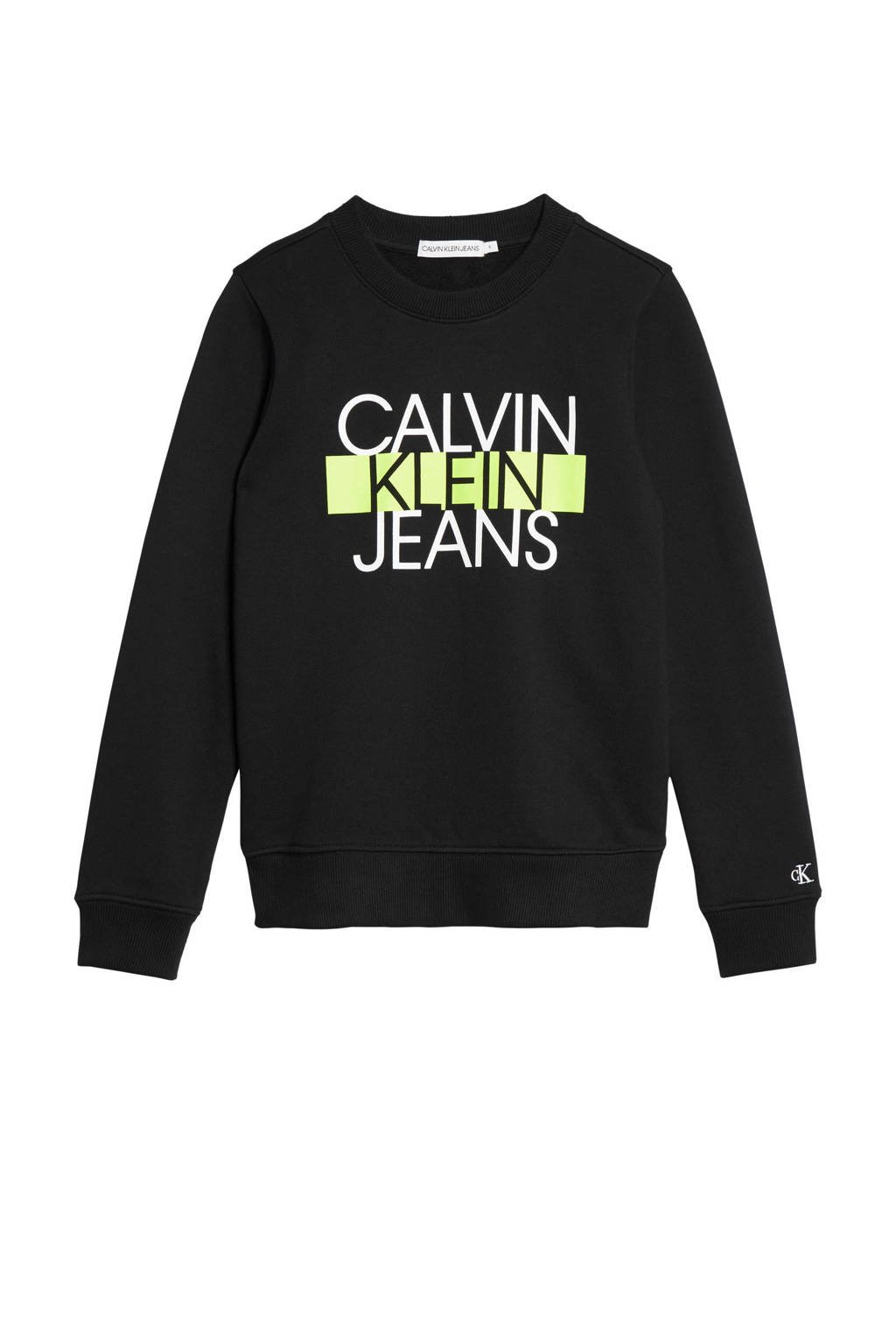 CALVIN KLEIN JEANS sweater met logo zwart/geel, Zwart/geel
