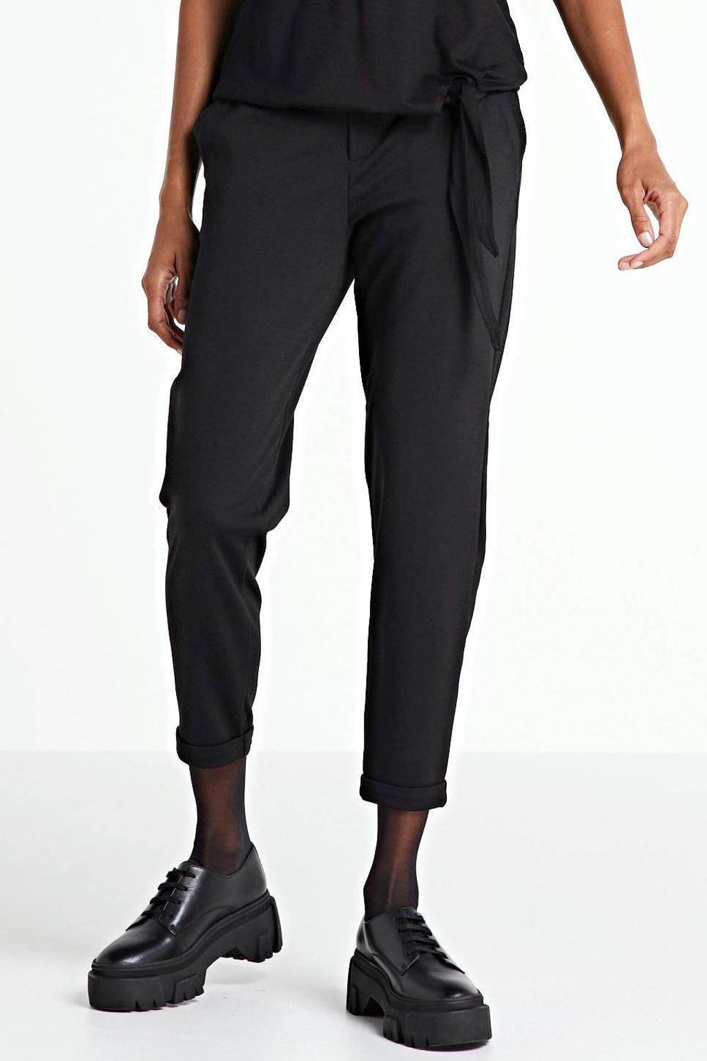 Zwarte dames FREEQUENT slim fit broek van polyester met regular waist