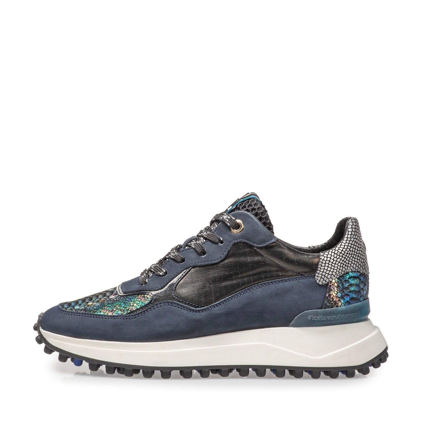 Floris van Bommel Vrouwen Leren Lage sneakers / Damesschoenen 85343  Turquoise - Schoenen.nl