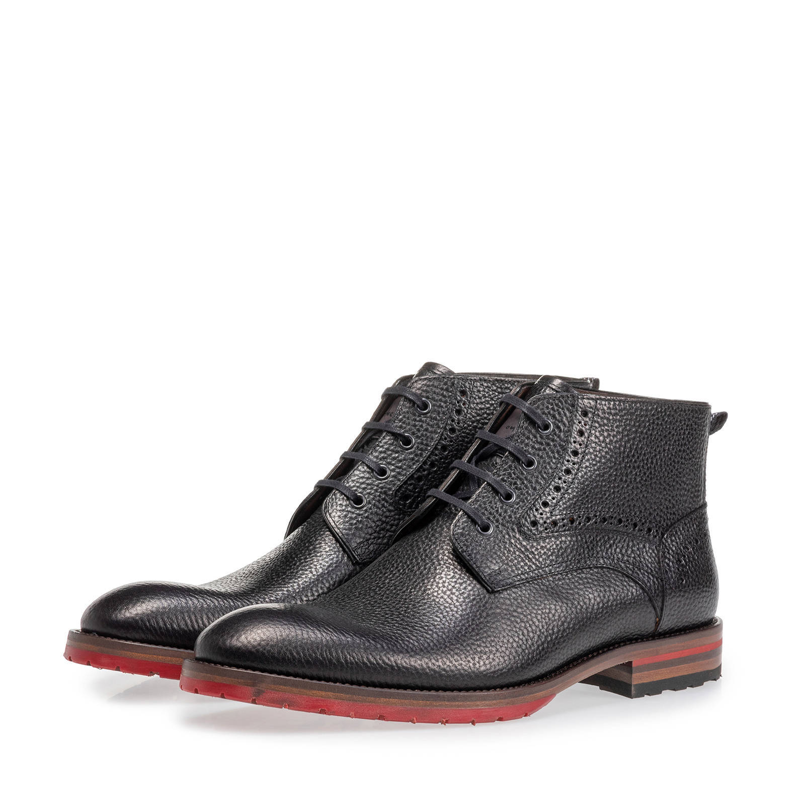 Floris van Bommel leren veterboots zwart | wehkamp