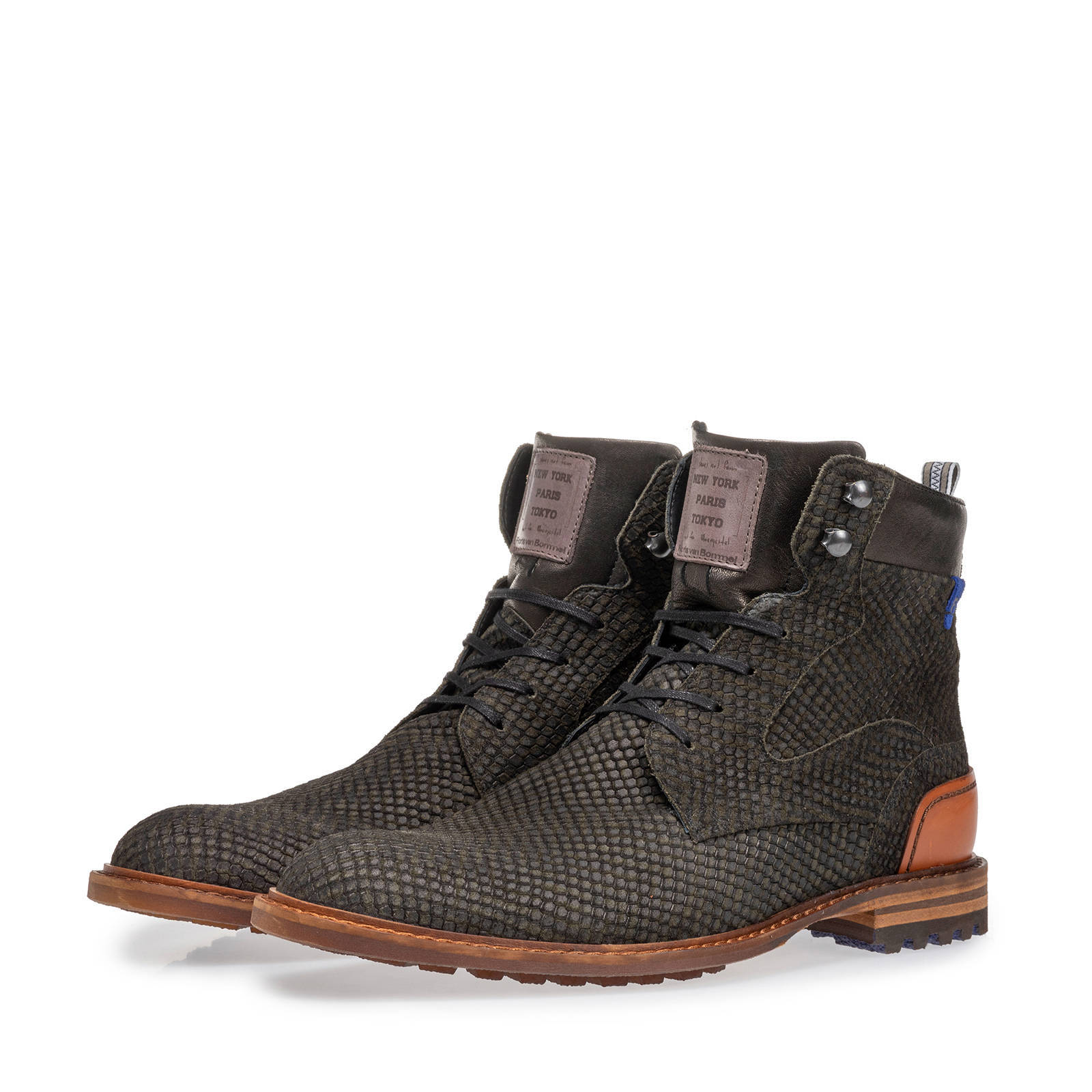 Floris van Bommel suède veterboots donkergroen | wehkamp