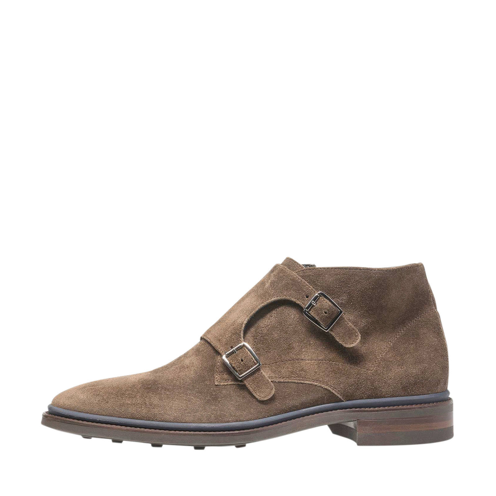 Floris van Bommel suède gespschoenen taupe | wehkamp