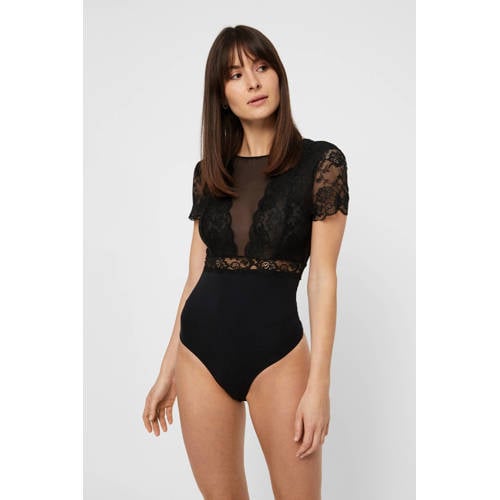 PIECES stringbody PCSICCA met mesh en kant zwart afbeelding