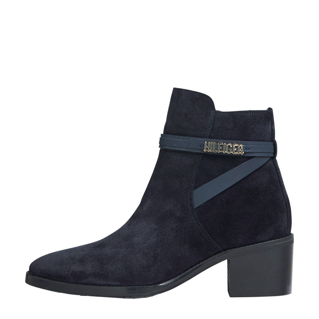 Tommy Hilfiger suède enkellaarzen donkerblauw, Marine/Desert Sky