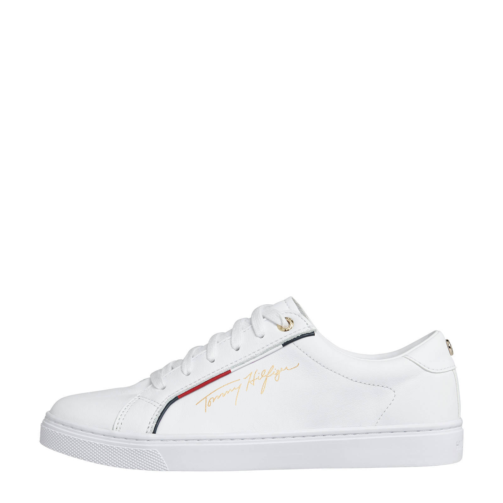 Tommy Hilfiger Signature leren sneakers wit | wehkamp