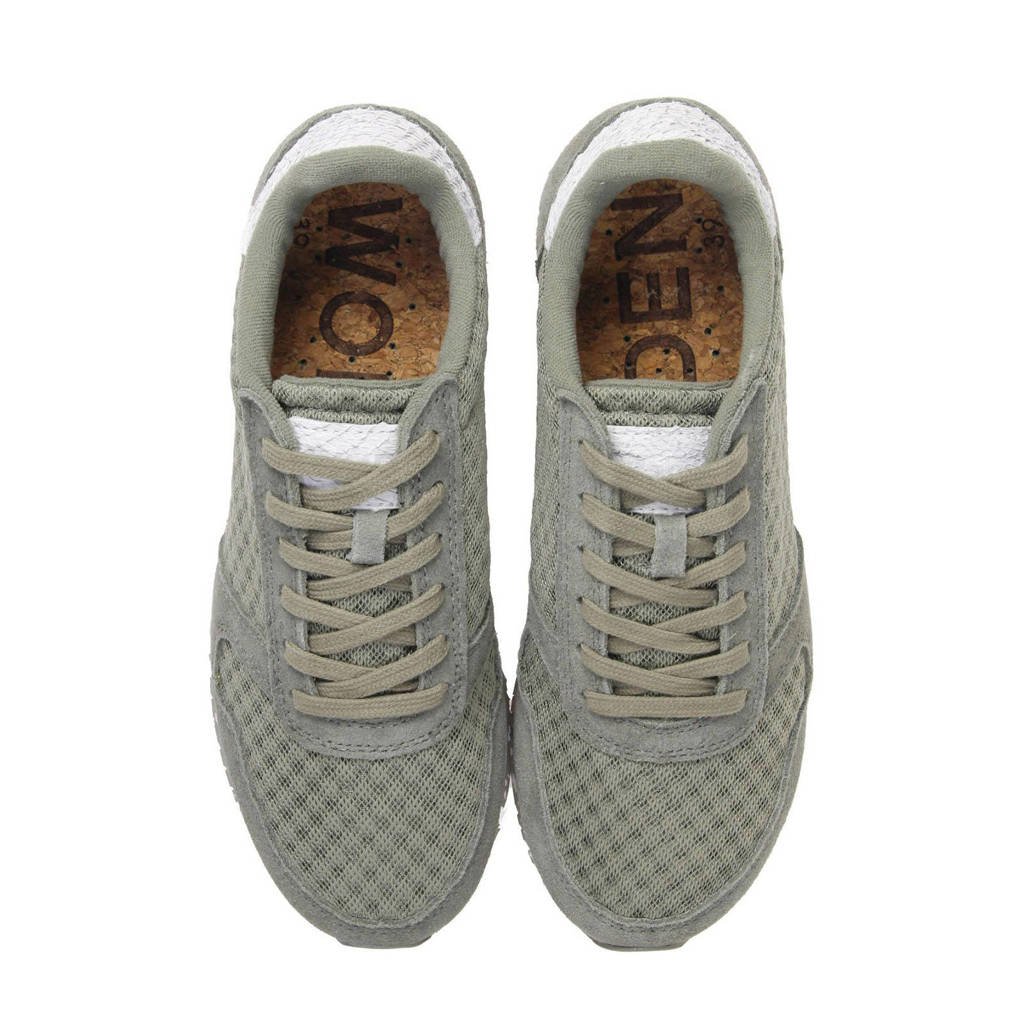 Woden Ydun Sue Mesh II suède sneakers groen wehkamp