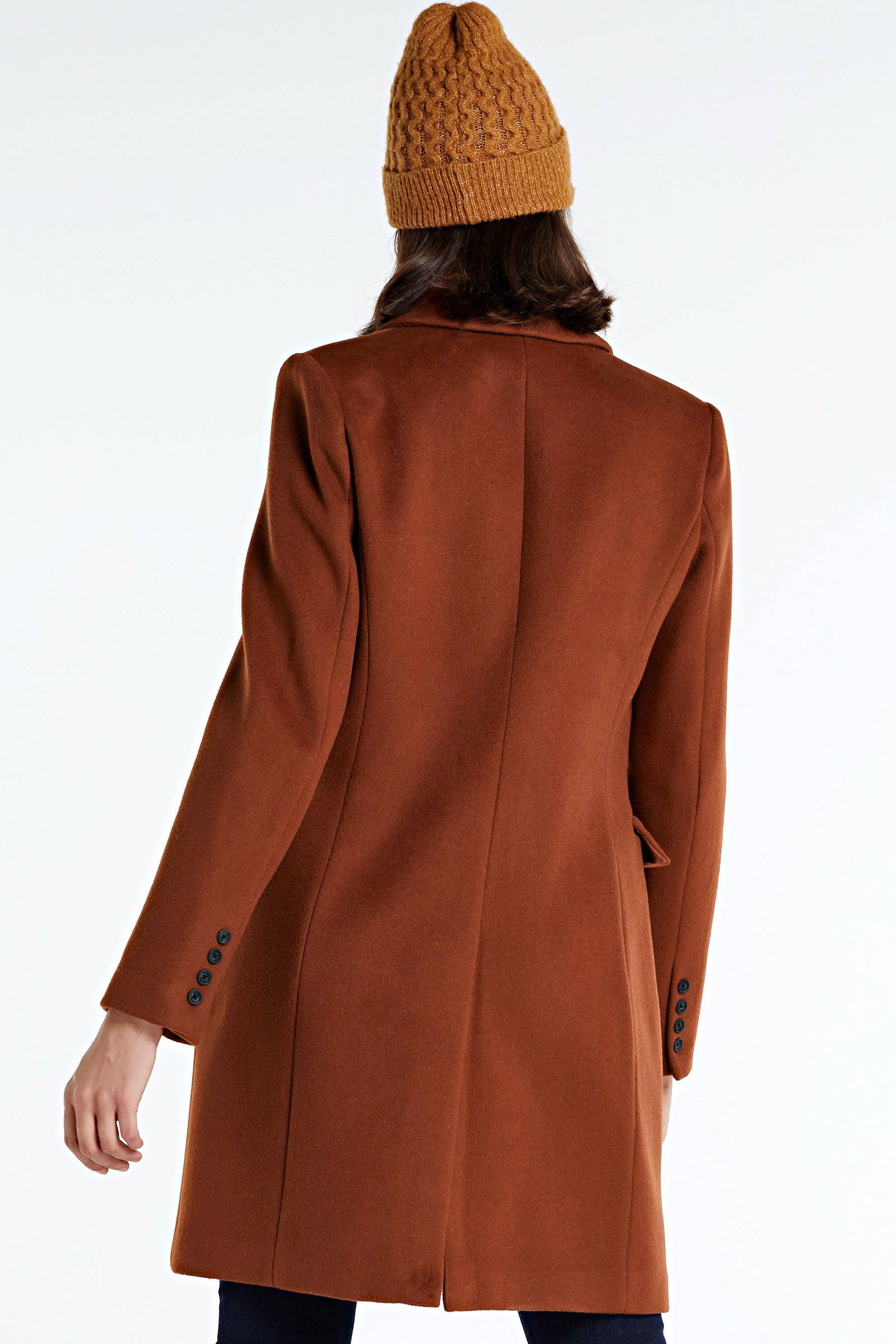 Giacomo coat met wol dark cognac | wehkamp Giacomo coat met wol dark cognac | wehkamp
