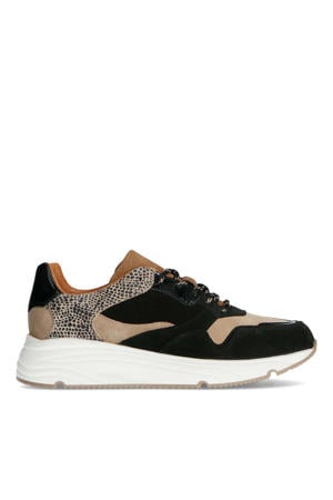 suède sneakers zwart/cheetaprint