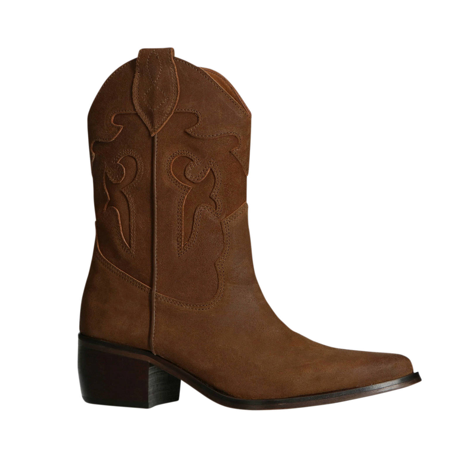 Manfield suède cowboylaarzen bruin | wehkamp