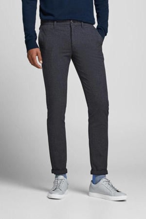 slim fit pantalon JJIMARCO met all over print donkerblauw