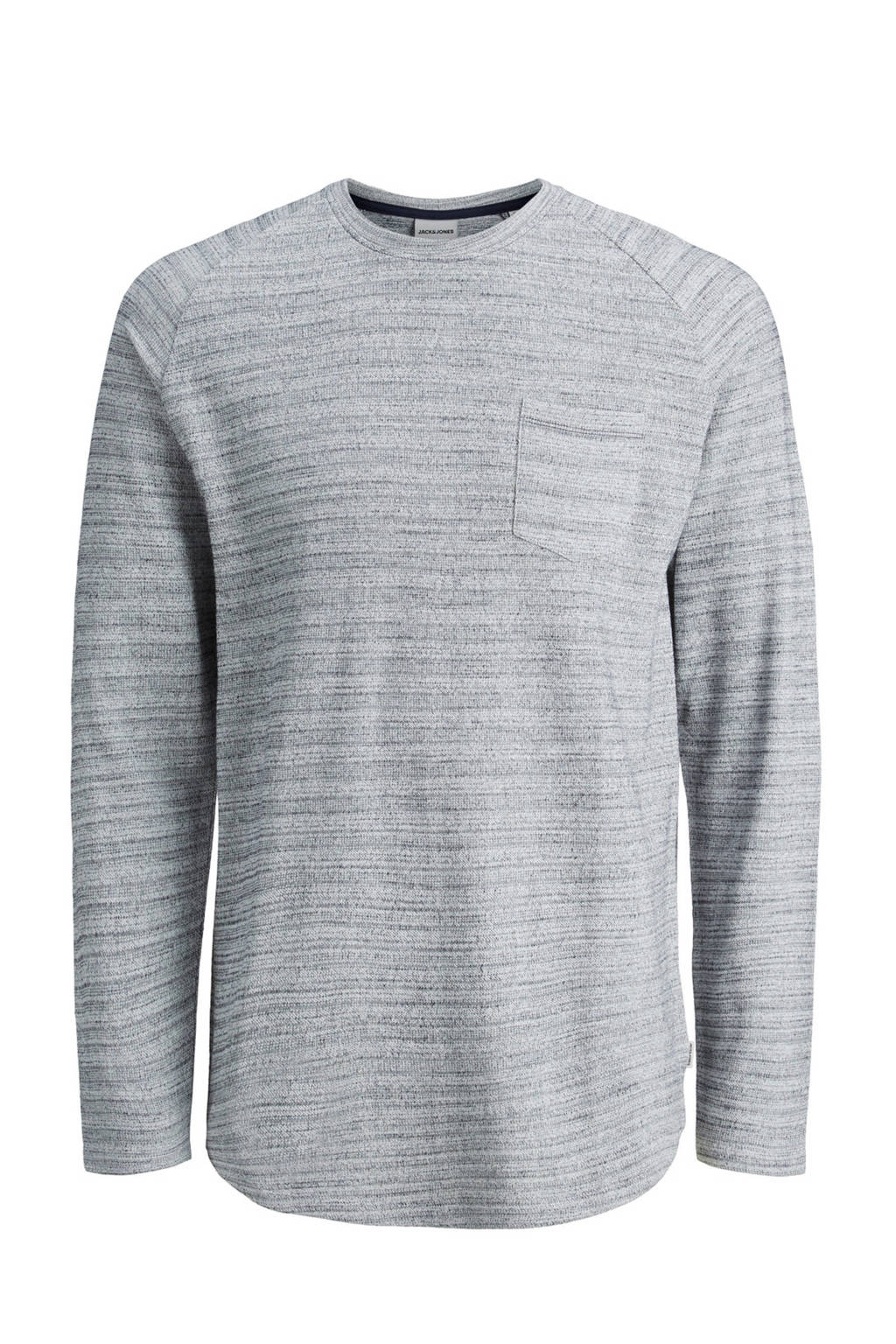 JACK & JONES CORE gestreepte longsleeve lichtgrijs melange, Lichtgrijs melange