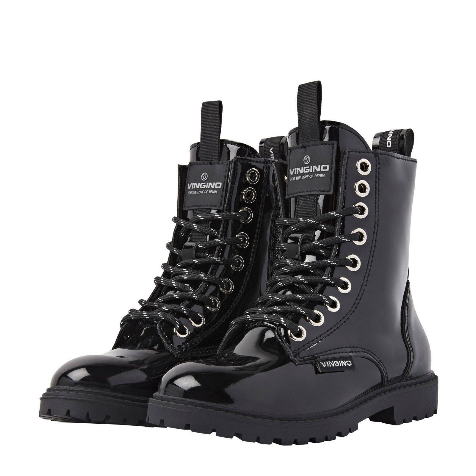 Vingino Eva High lak veterboots zwart | wehkamp