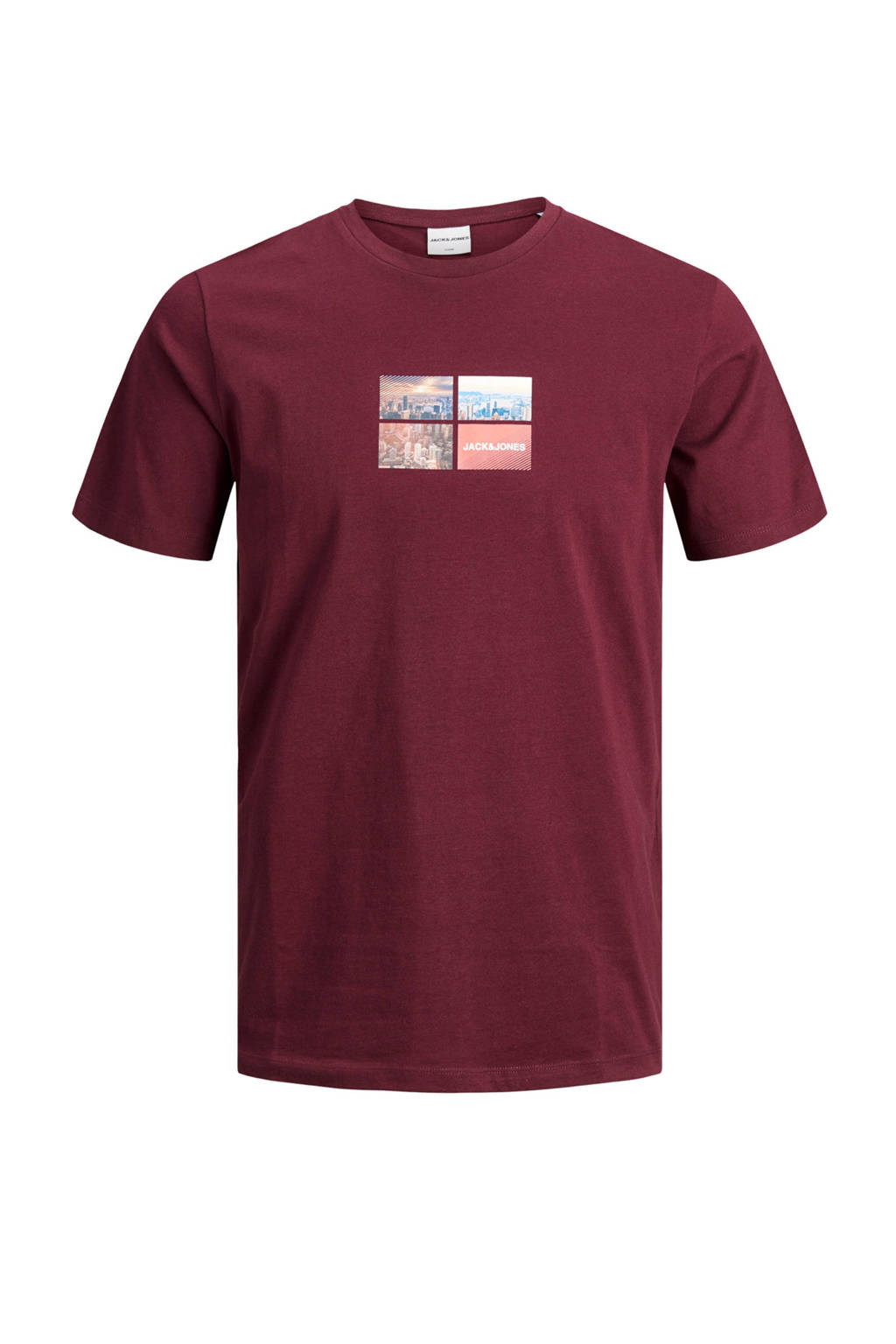 JACK & JONES CORE T-shirt met printopdruk donkerrood, Donkerrood