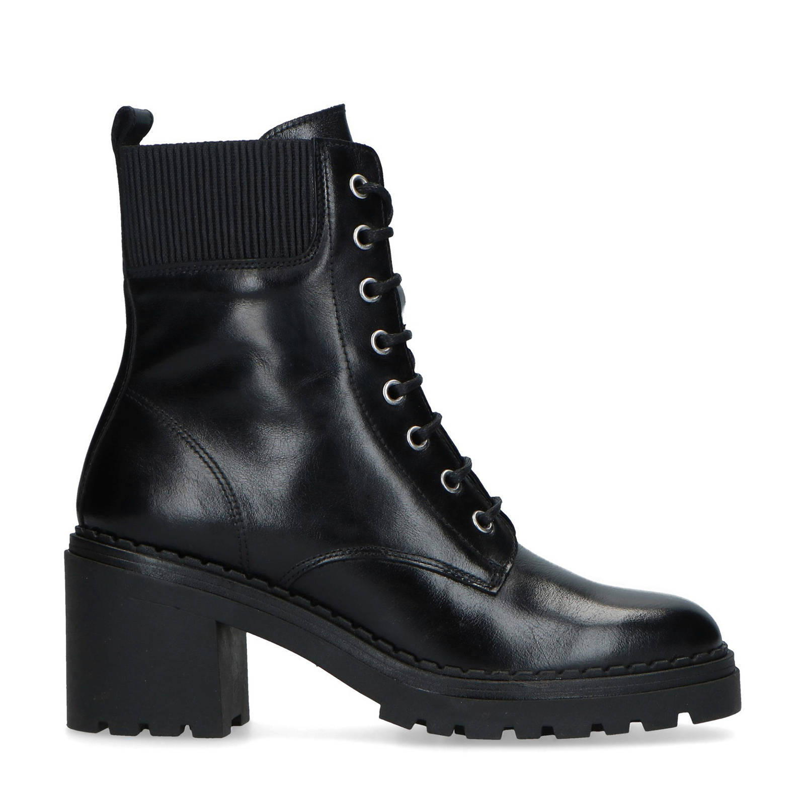 Sacha leren veterboots zwart | wehkamp