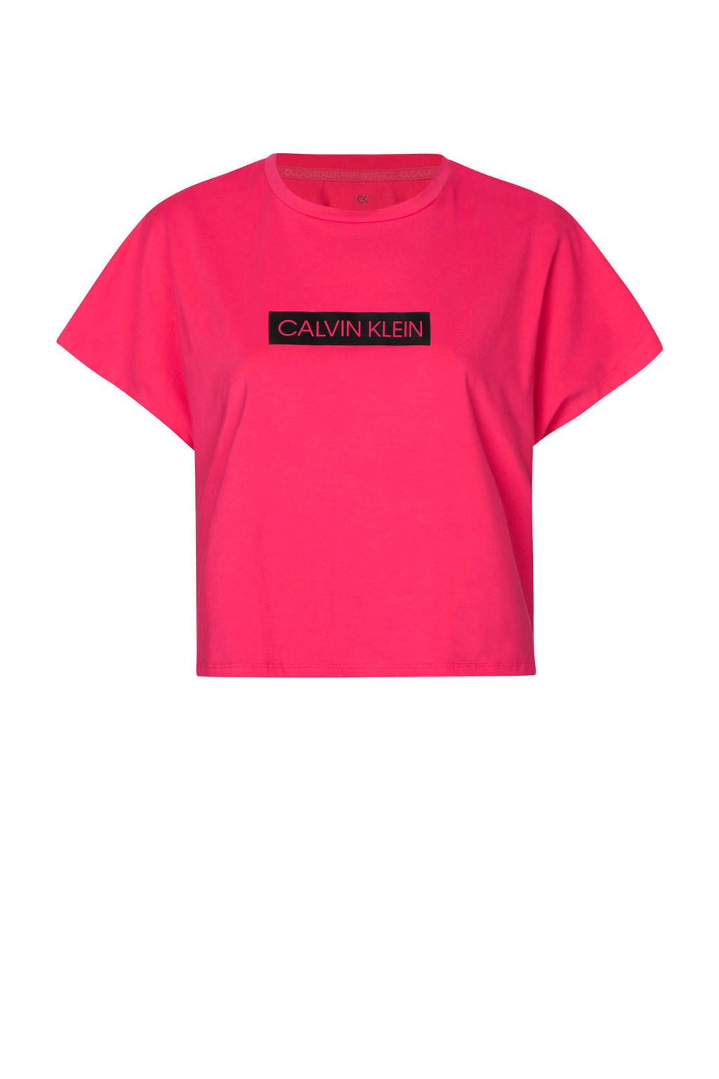 CALVIN KLEIN PERFORMANCE cropped sport T-shirt fuchsia/zwart, Fuchsia/zwart