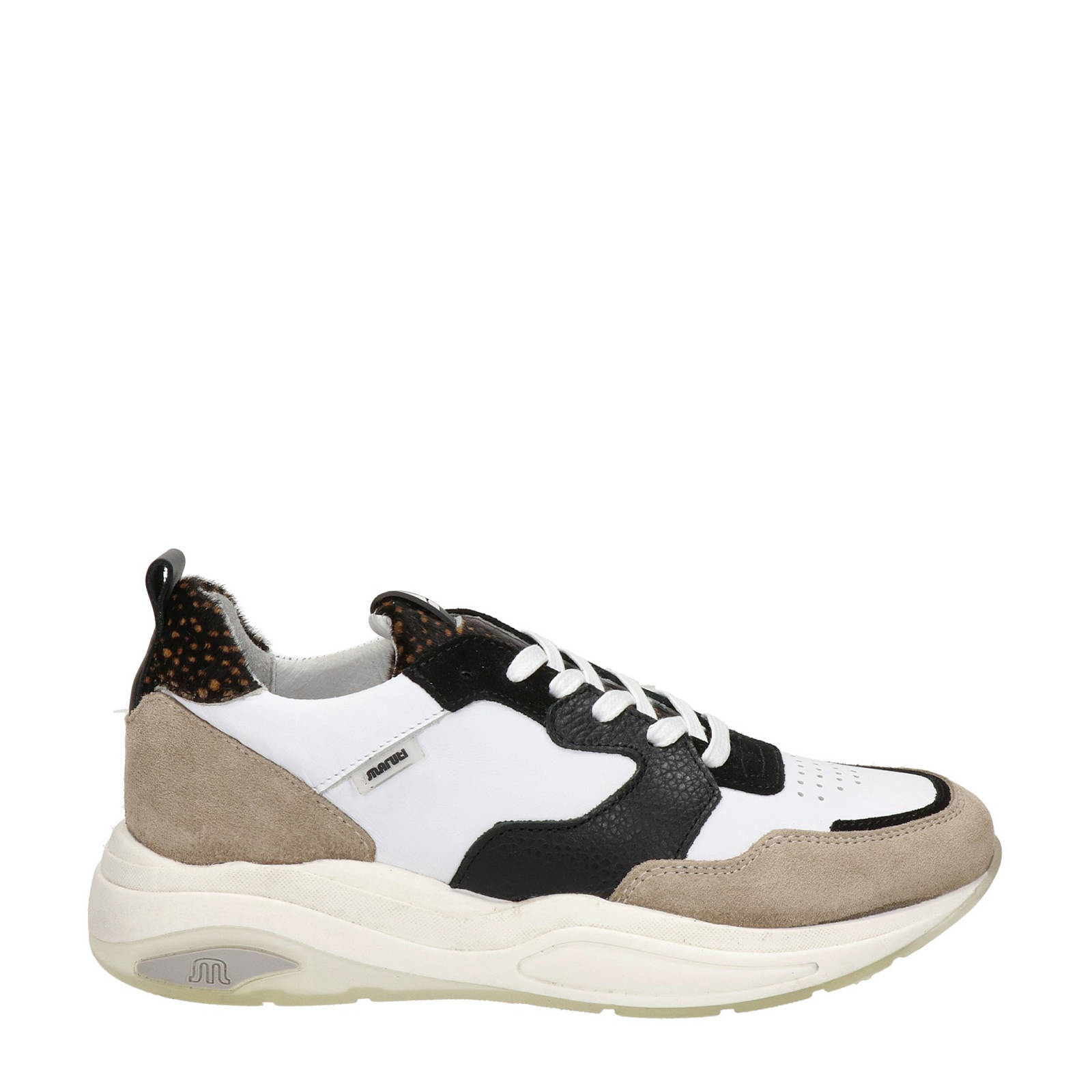 Maruti Faro leren sneakers wit/zwart/beige | wehkamp