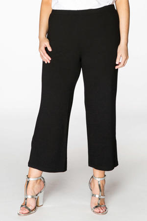 cropped high waist wide leg broek zwart