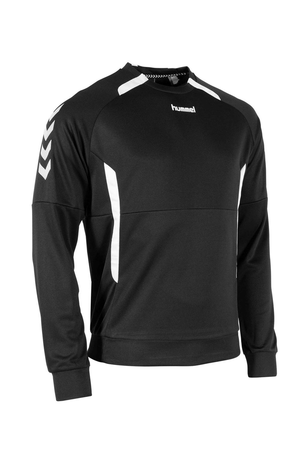 Zwart en witte heren hummel Senior sportsweater Authentic Top RN van polyester met lange mouwen en ronde hals