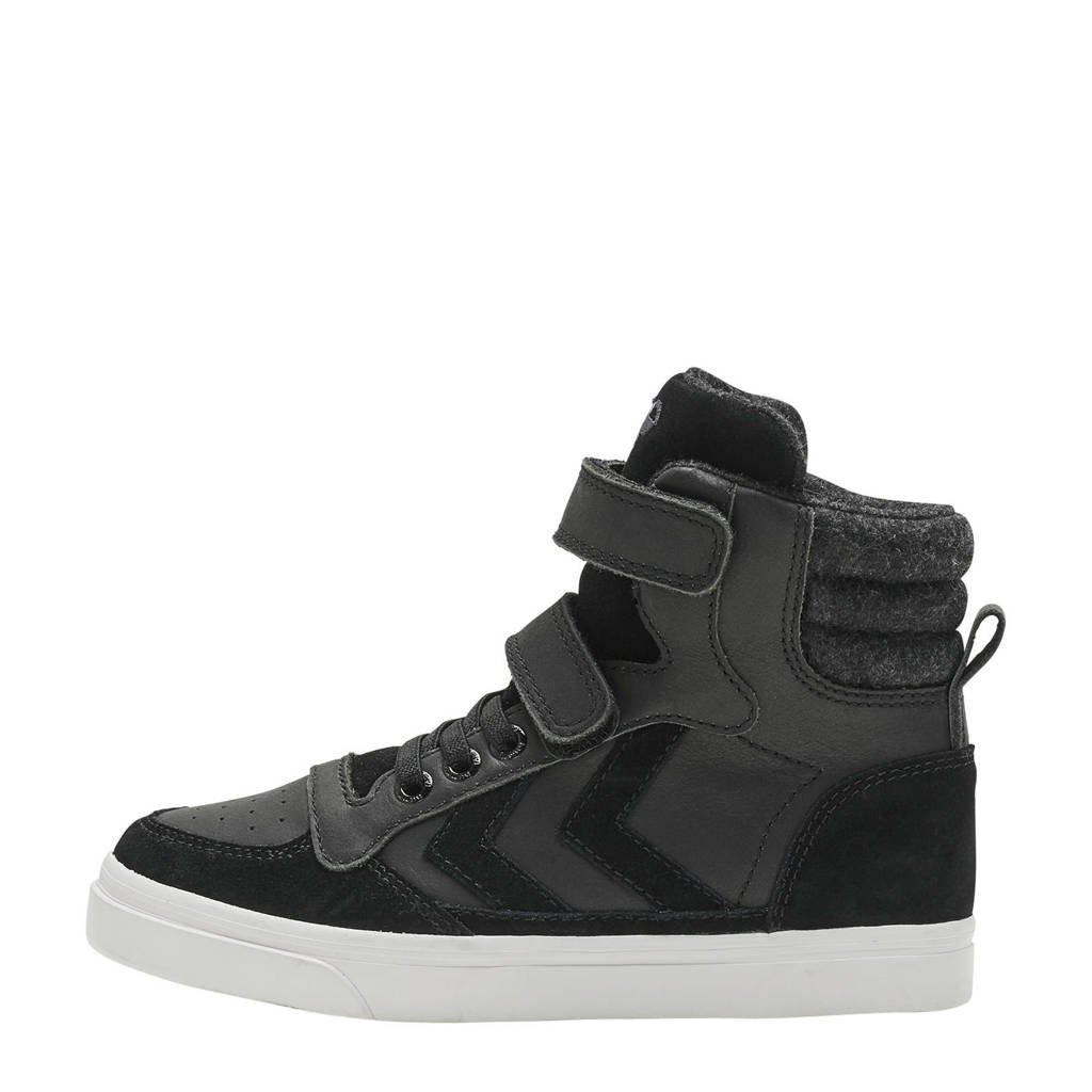 hummel Stadil Winter Jr suede met leren sneakers zwart, Zwart