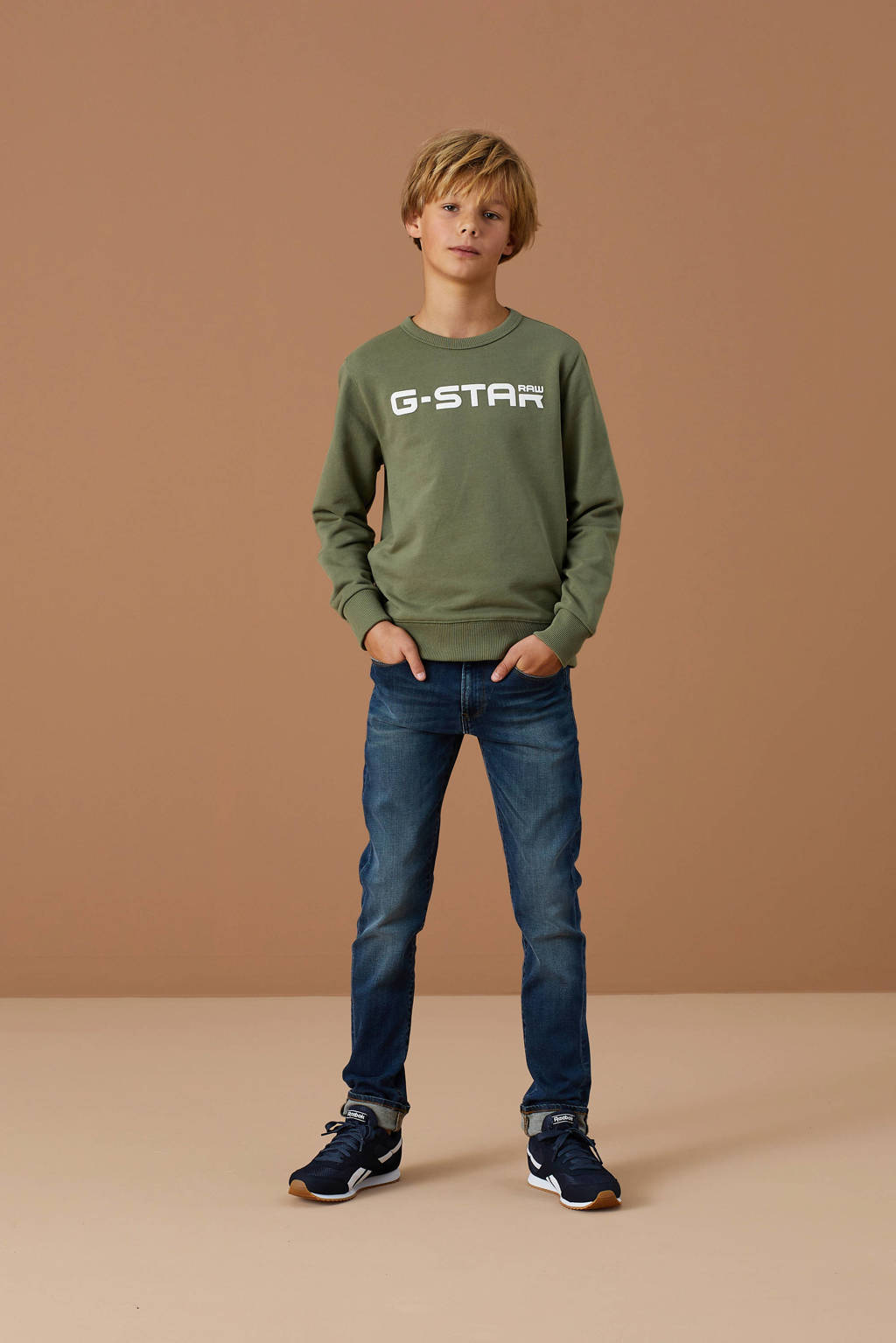 optocht moreel voetstuk G-Star RAW sweater Hodin met logo kaki groen | wehkamp