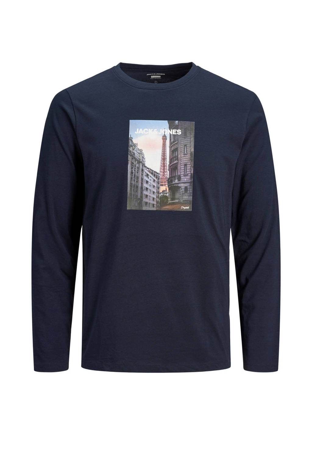 JACK & JONES JEANS INTELLIGENCE longsleeve Barista met printopdruk donkerblauw, Donkerblauw