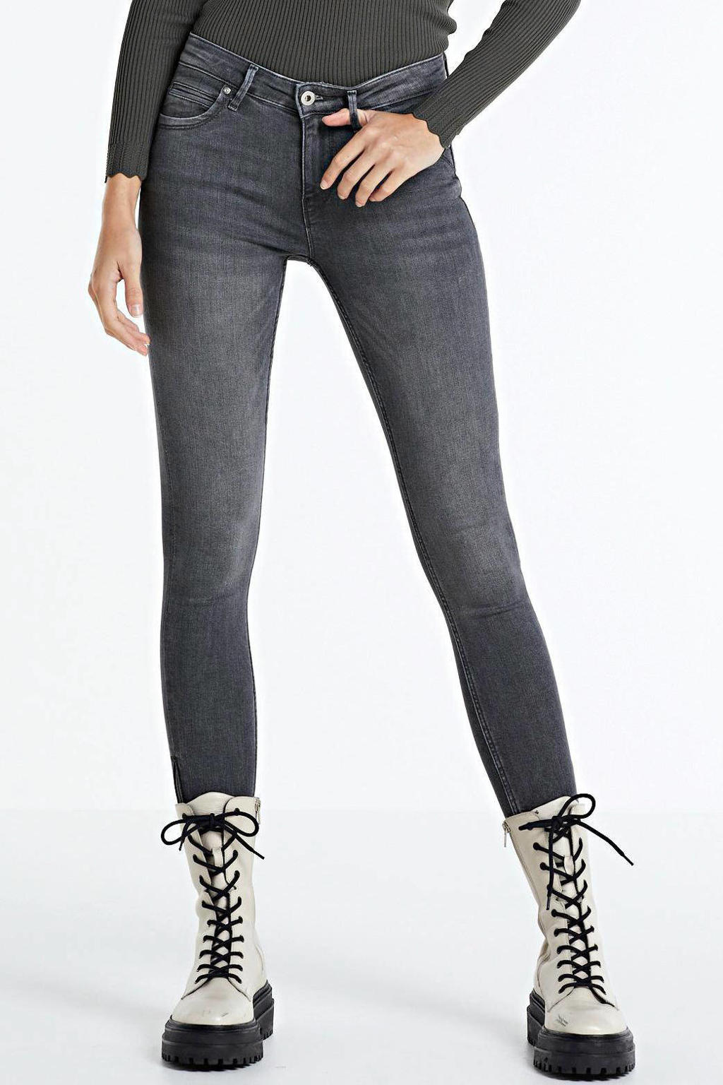 ONLY cropped skinny jeans ONLKENDELL medium grey denim