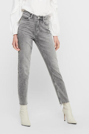 cropped high waist straight fit jeans ONLEMILY grey denim