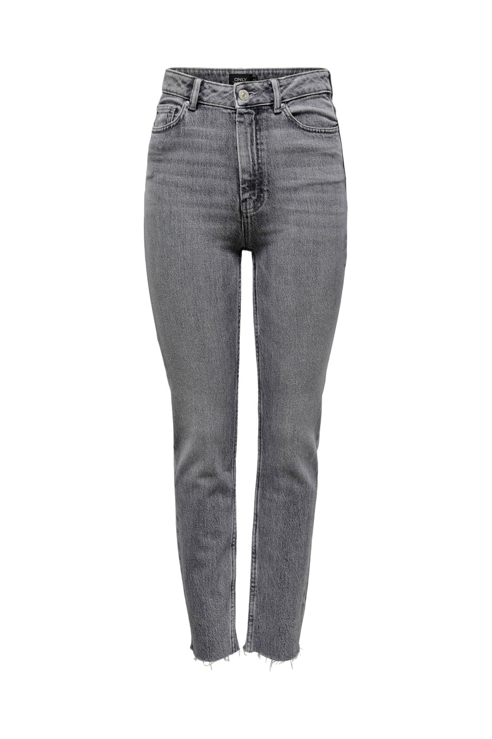 ONLY cropped high waist straight fit jeans ONLEMILY grey denim | wehkamp