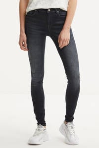Zwarte dames ONLY skinny jeans black van duurzaam stretchdenim met regular waist en rits- en knoopsluiting