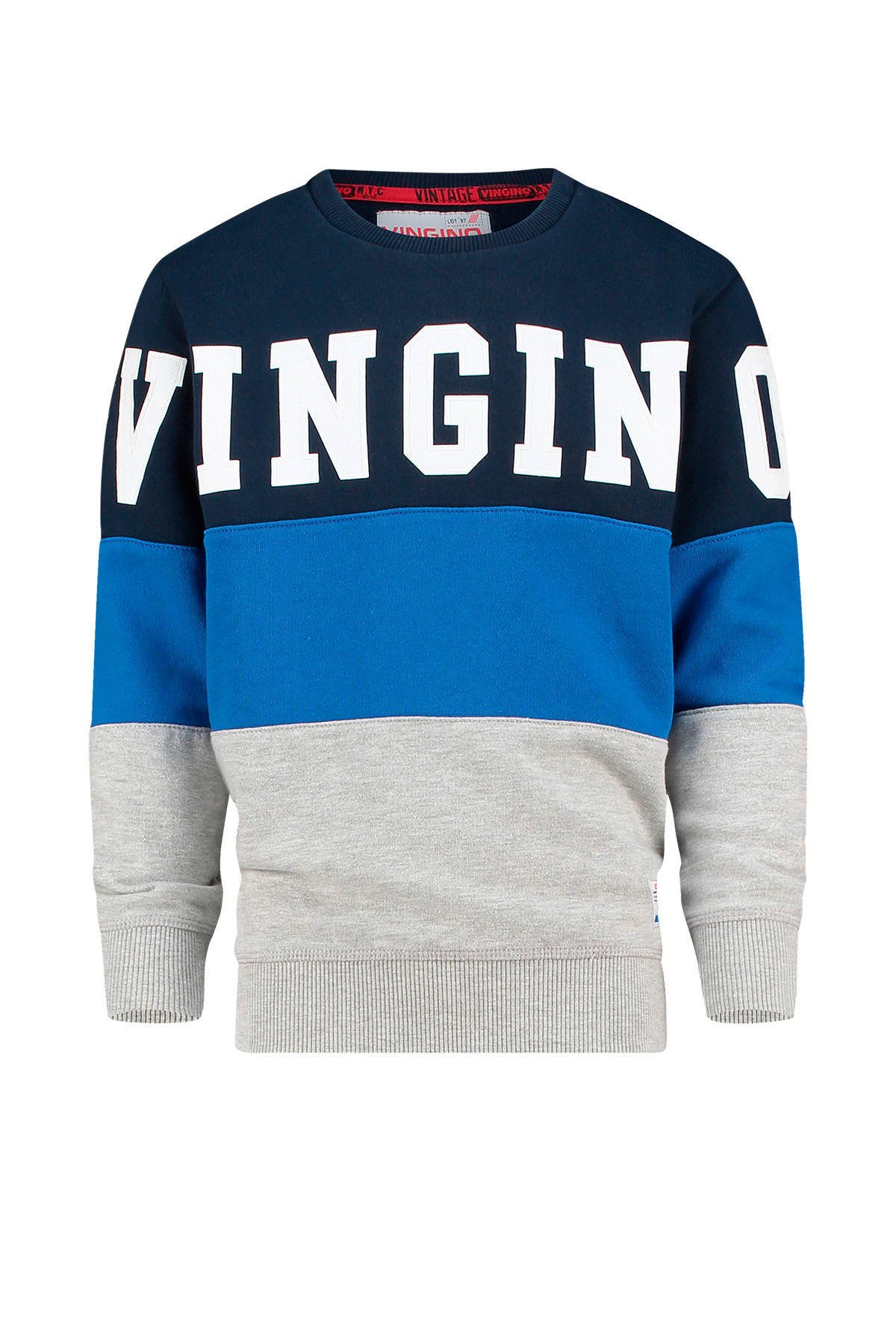 Vingino sweater Nices met logo grijs melangedonkerblauw Vingino sweater Nuck | wehkamp
