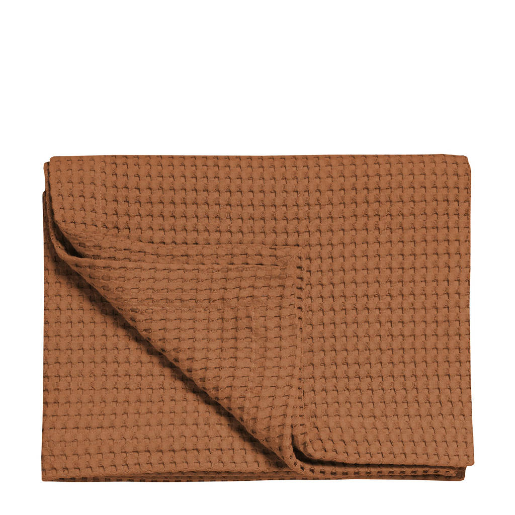 Vandyck luxe pique wafel bedsprei (270x250 cm), Cognac