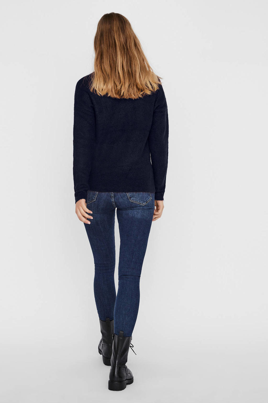 VERO MODA trui VMCREWLEFILE donkerblauw