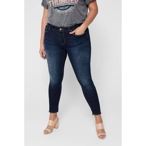 ONLY CARMAKOMA regular waist cropped skinny jeans CARWILLY dark denim afbeelding