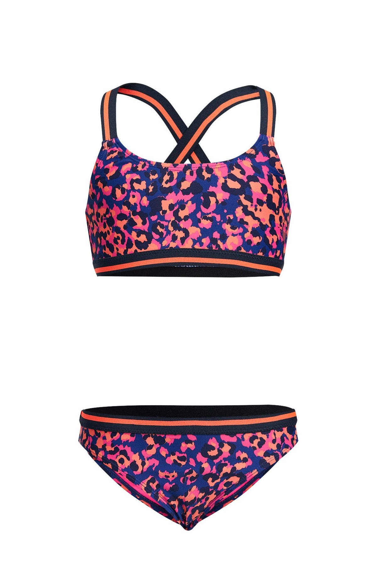 Omgekeerde Moreel onderwijs Ontslag nemen WE Fashion bikini met panterprint blauw/roze | wehkamp