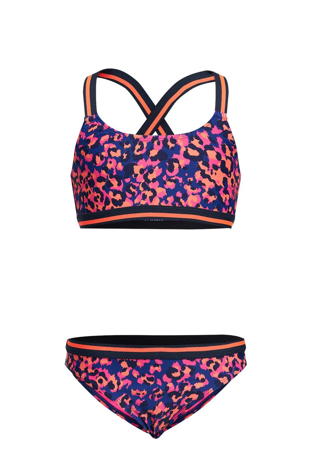 bouwer Geslaagd compileren WE Fashion bikini met panterprint blauw/roze | wehkamp