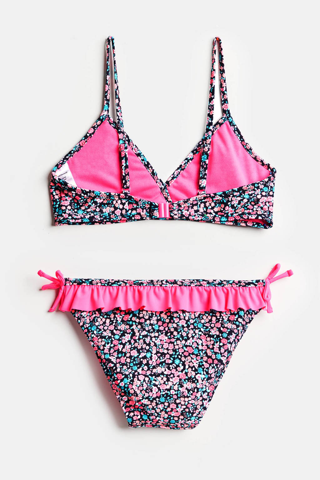 Schipbreuk lof premie WE Fashion gebloemde bikini met ruches roze/zwart | wehkamp