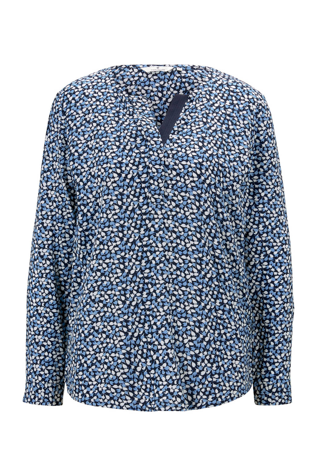 Tom Tailor blouse met all over print blauw/donkerblauw/wit, Blauw/donkerblauw/wit
