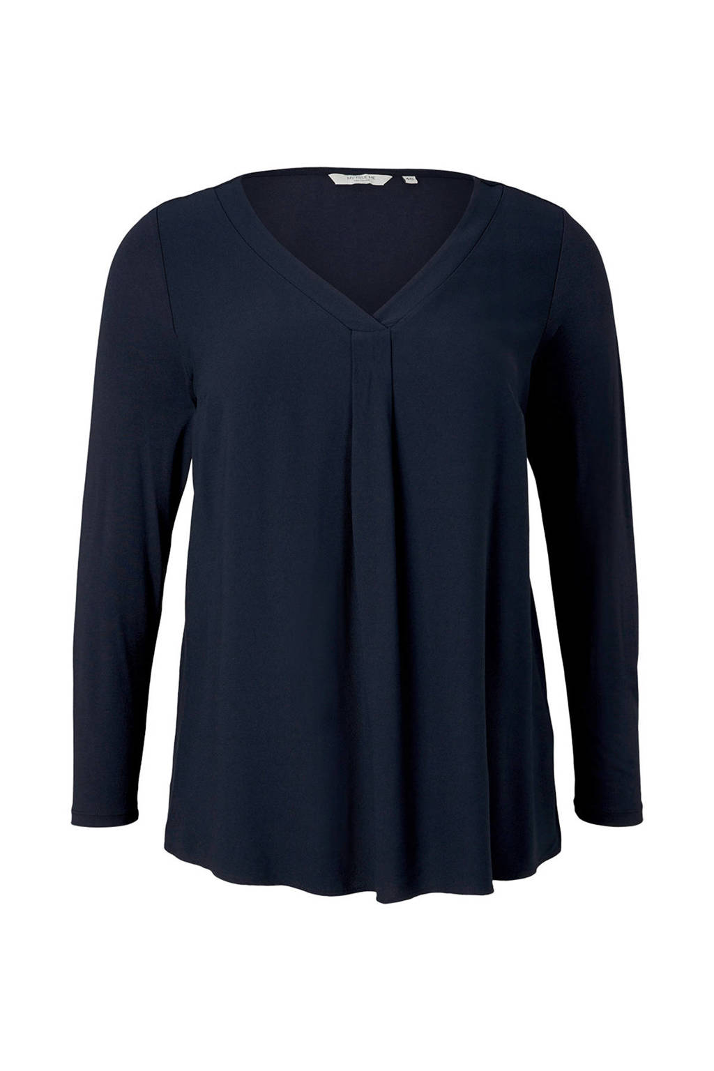 Tom Tailor My True Me top met plooien donkerblauw, Donkerblauw
