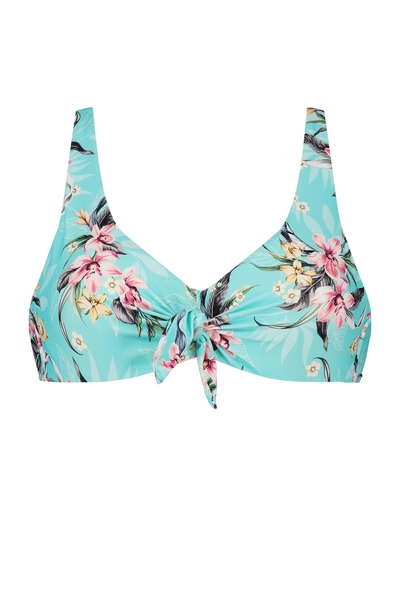 Hunkemöller gebloemde beugel bikinitop Bea turquoise wehkamp