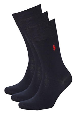 sokken Mercerized set van 3 - donkerblauw