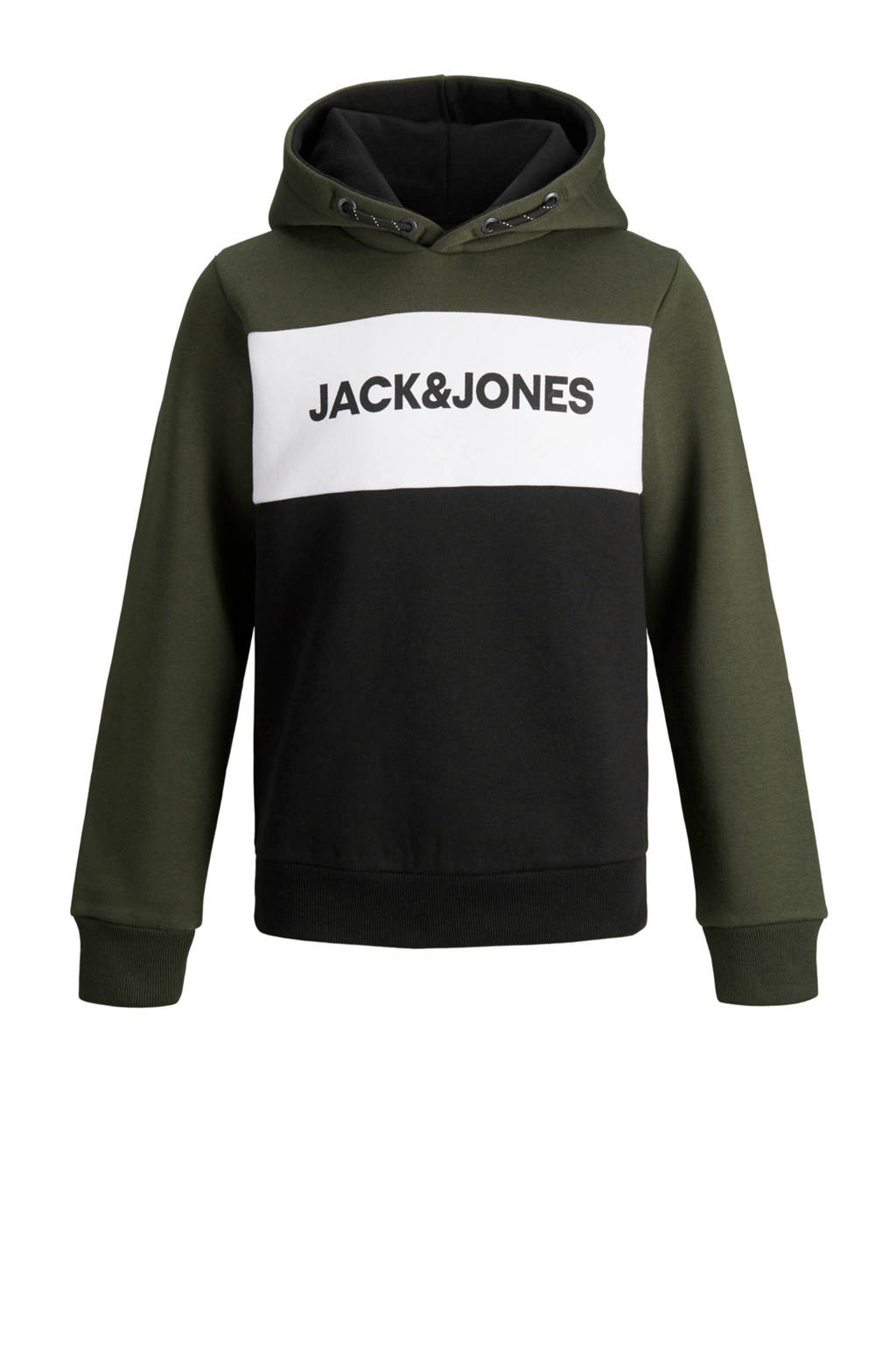JACK & JONES JUNIOR hoodie met logo donkergroen/donkerblauw, Donkergroen/donkerblauw