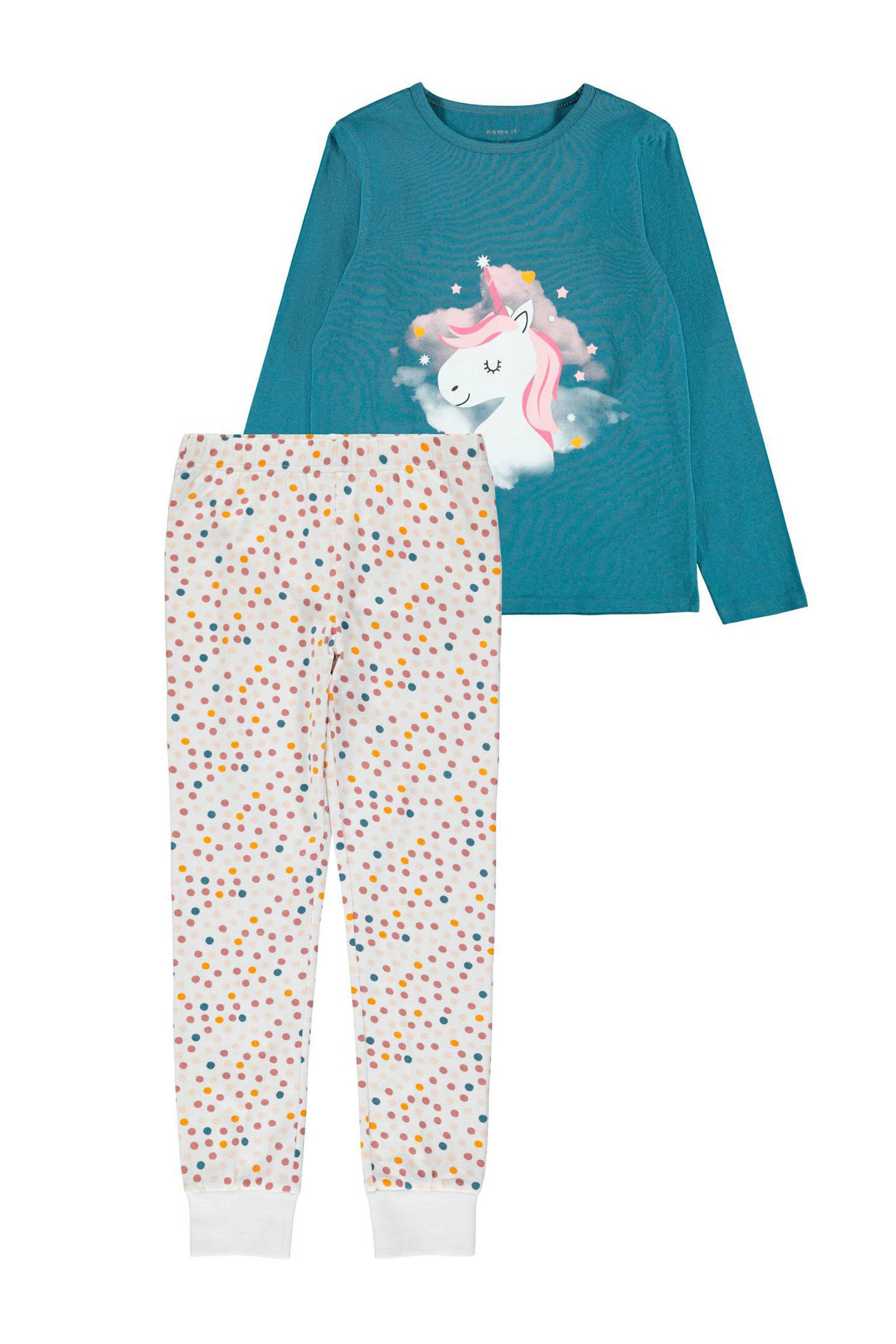 Het begin donker Guggenheim Museum NAME IT KIDS pyjama Unicorn blauwgroen/wit/roze | wehkamp