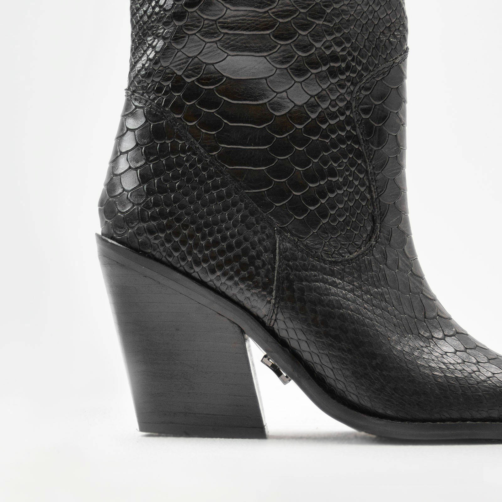 BRONX New-Kole Snake hoge leren cowboylaarzen zwart | wehkamp
