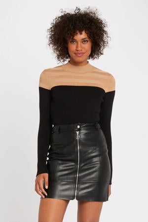 tweekleurige coltrui camel