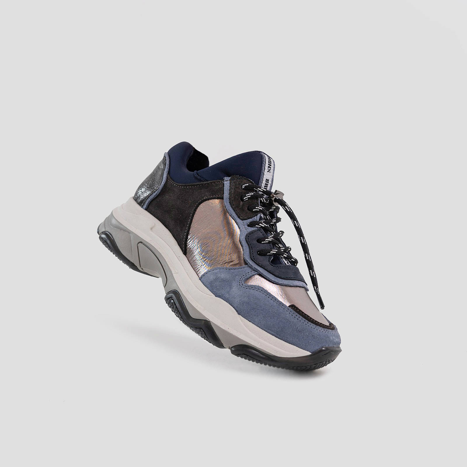 Bronx Baisley leren chunky sneakers blauw/multi | wehkamp