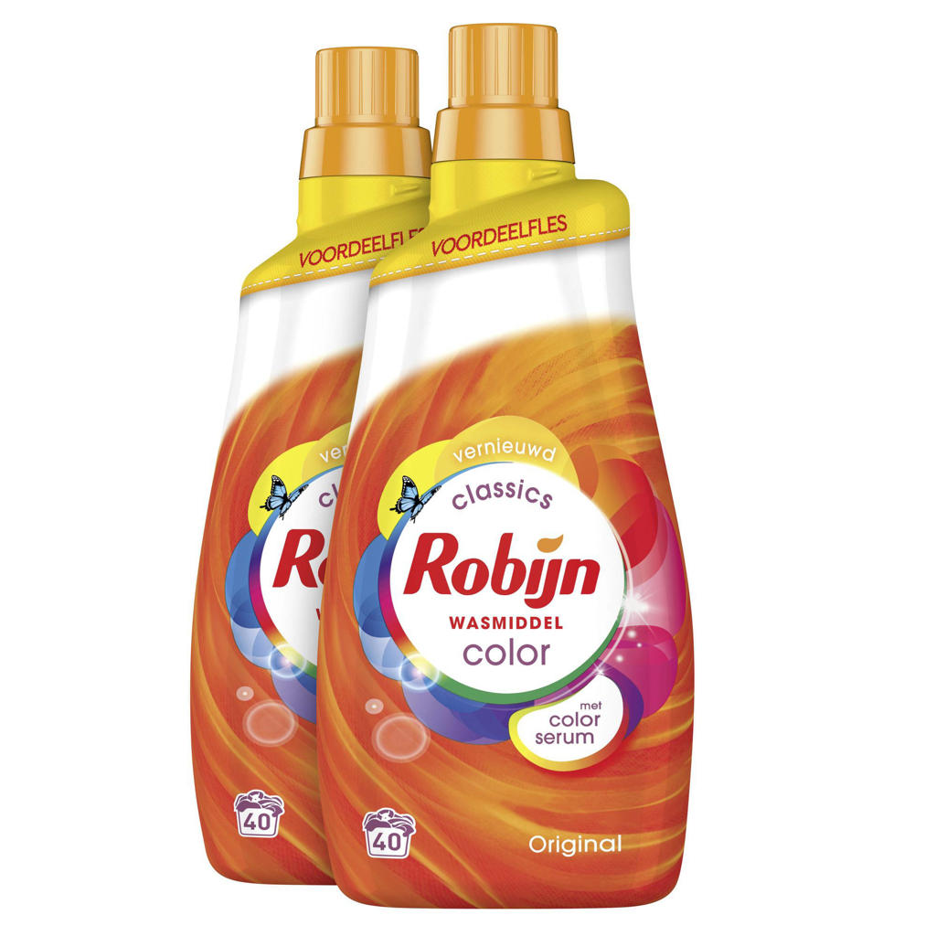 Robijn Klein & Krachtig Color Vloeibaar Wasmiddel - 2 x 40 wasbeurten - Voordeelverpakking - 80 wasbeurten